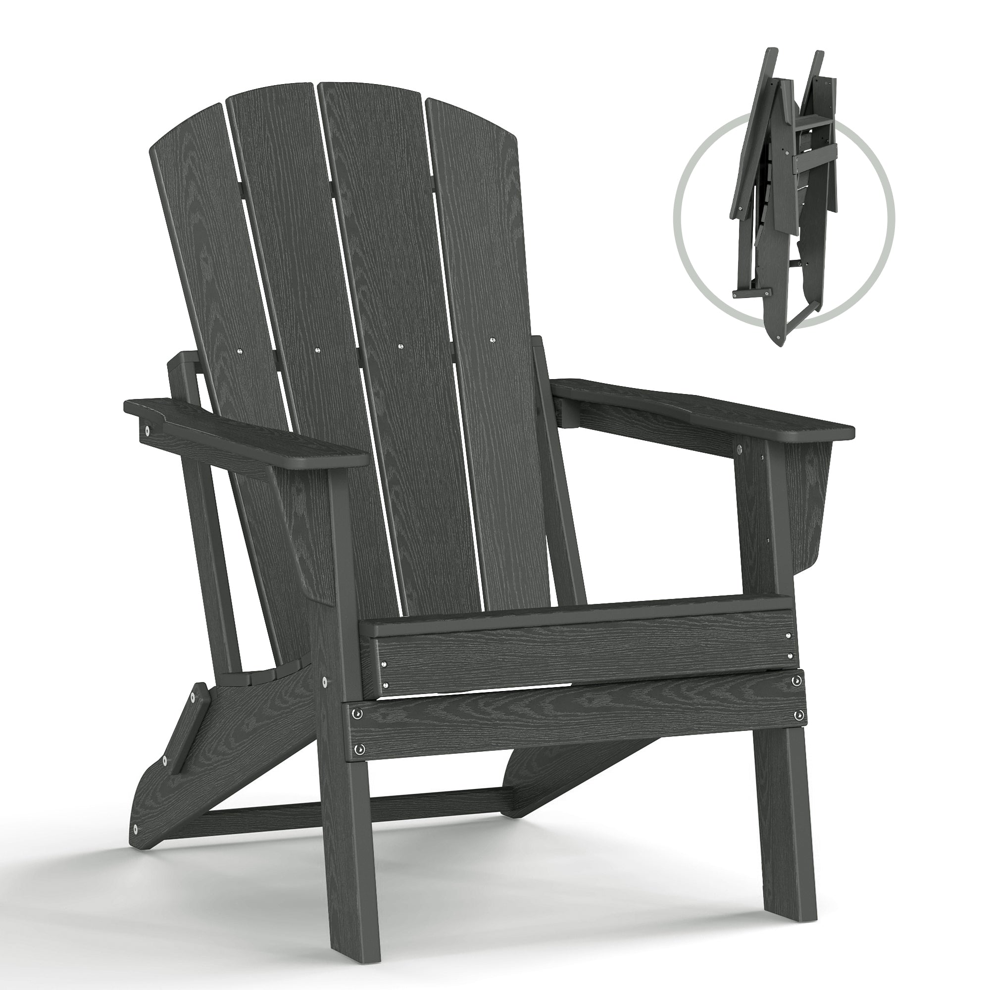 Cobiod Folding Adirondack Chair, HDPE Patio Chair, All-Weather Space-Saving Foldable Fire Pit Seating for Camping, Backyard, Deck