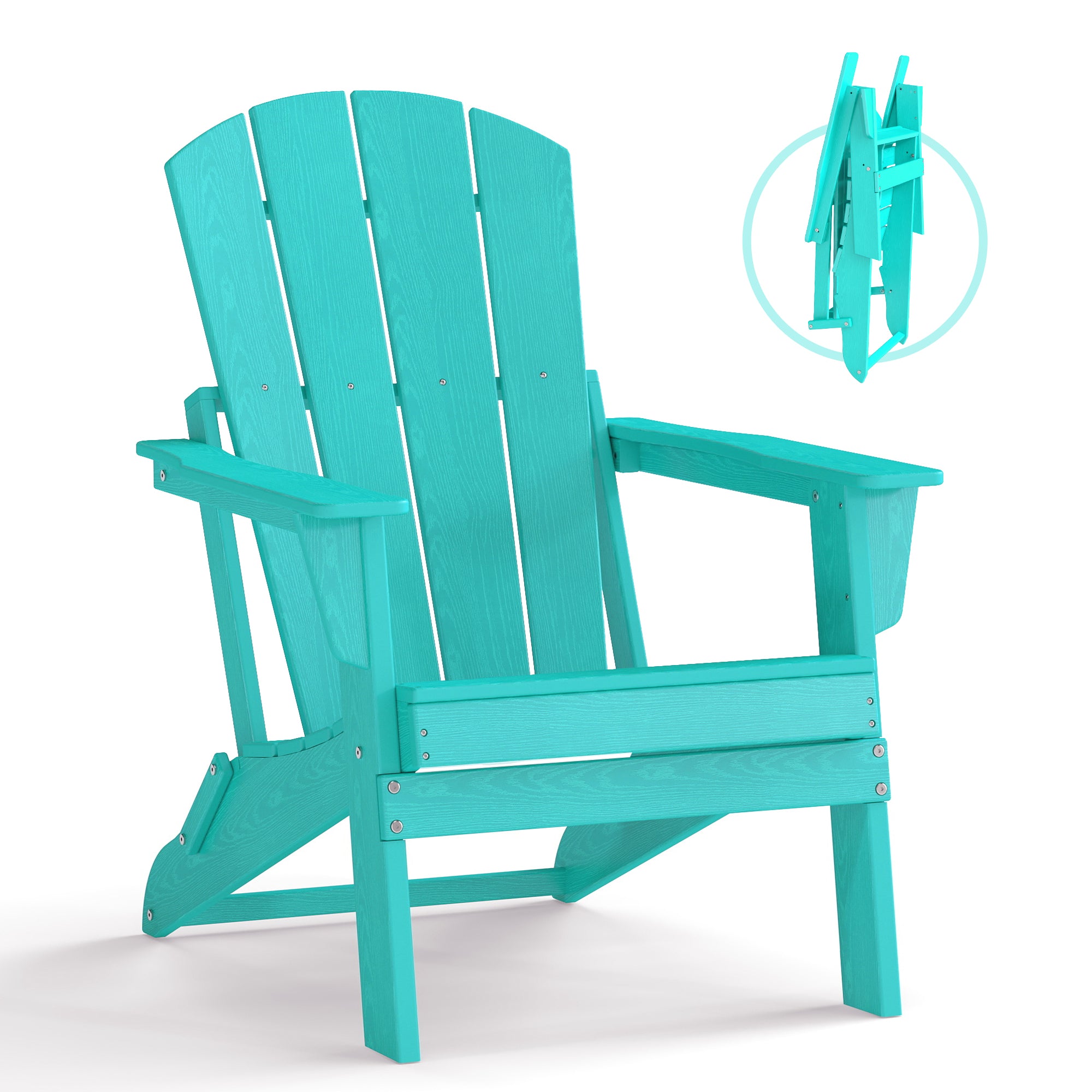 Cobiod Folding Adirondack Chair, HDPE Patio Chair, All-Weather Space-Saving Foldable Fire Pit Seating for Camping, Backyard, Deck