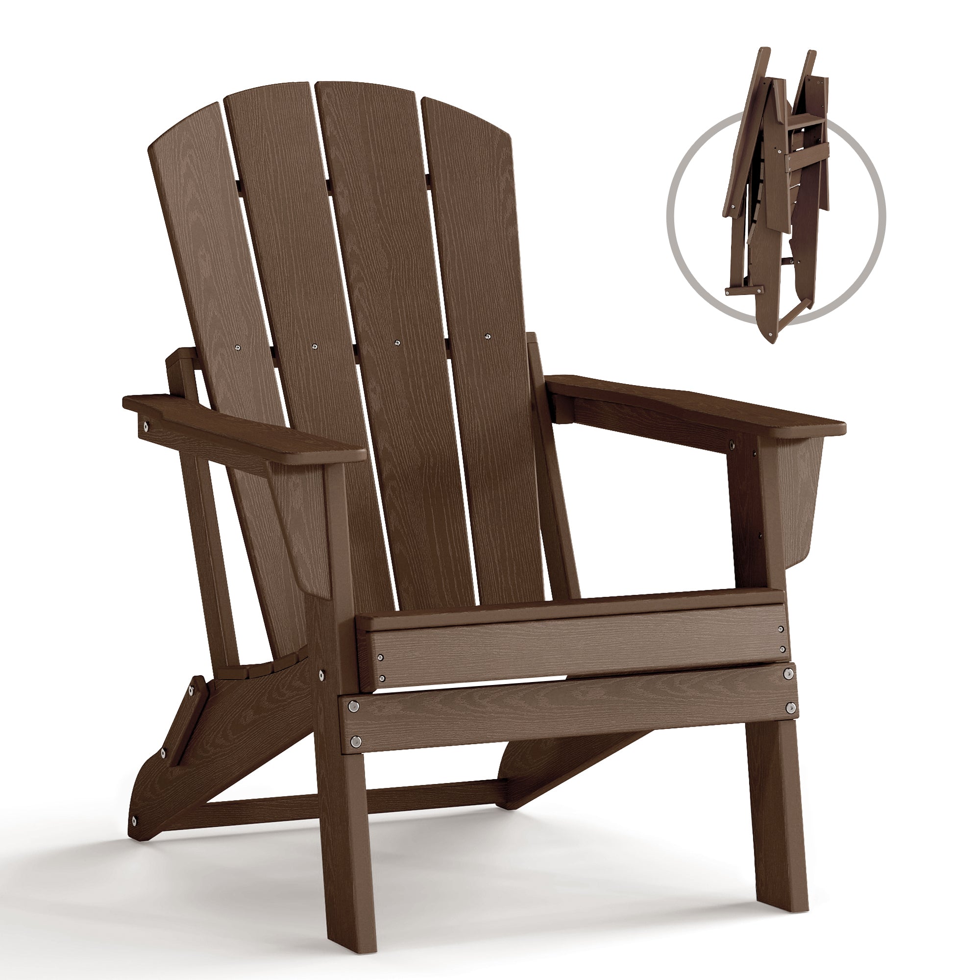 Cobiod Folding Adirondack Chair, HDPE Patio Chair, All-Weather Space-Saving Foldable Fire Pit Seating for Camping, Backyard, Deck