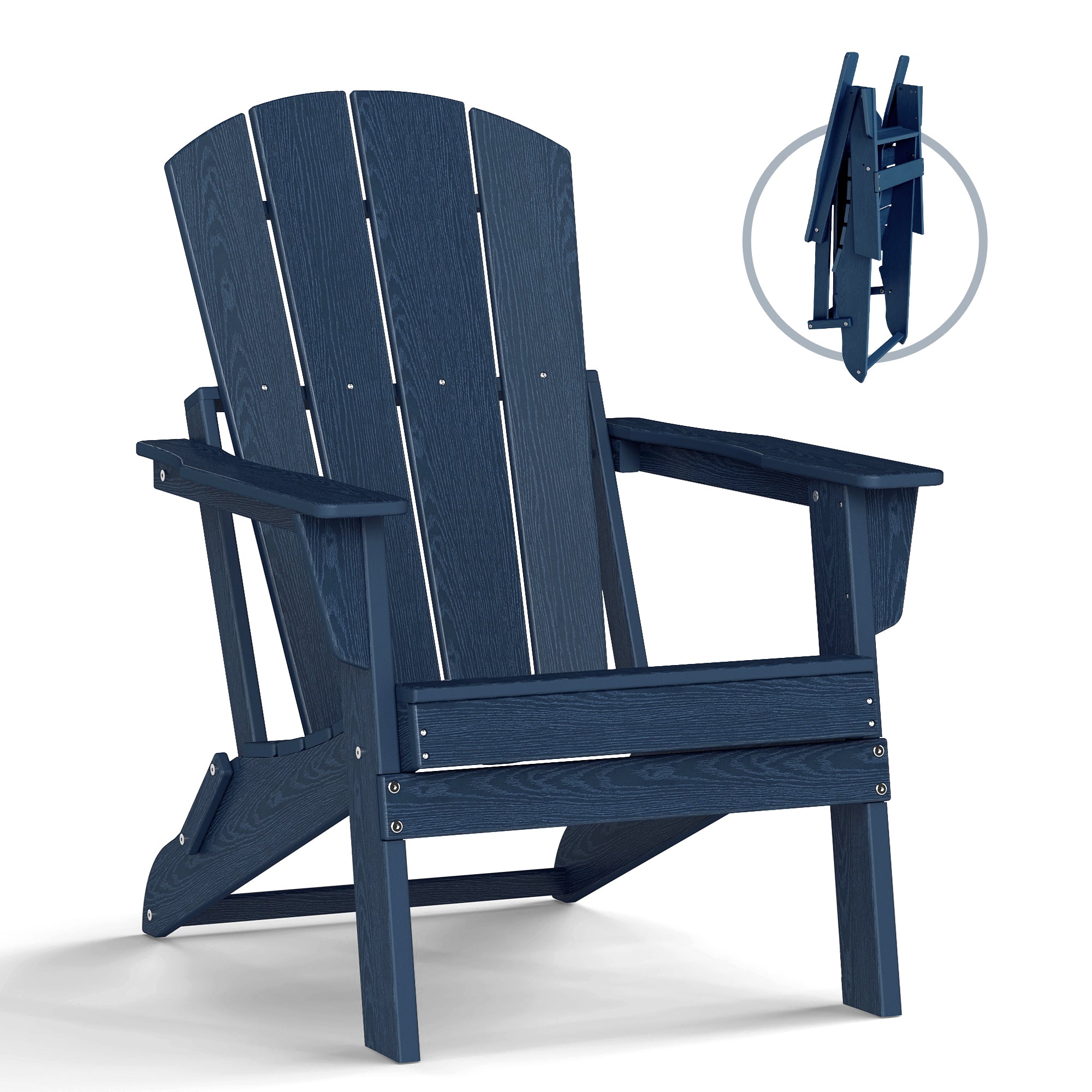 Cobiod Folding Adirondack Chair, HDPE Patio Chair, All-Weather Space-Saving Foldable Fire Pit Seating for Camping, Backyard, Deck