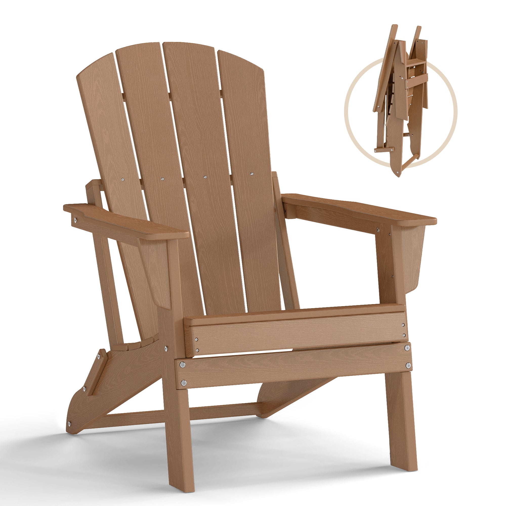 Cobiod Folding Adirondack Chair, HDPE Patio Chair, All-Weather Space-Saving Foldable Fire Pit Seating for Camping, Backyard, Deck