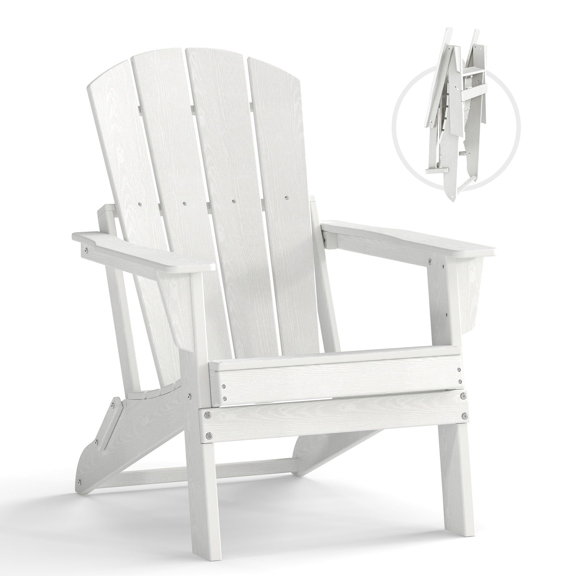 Cobiod Folding Adirondack Chair, HDPE Patio Chair, All-Weather Space-Saving Foldable Fire Pit Seating for Camping, Backyard, Deck