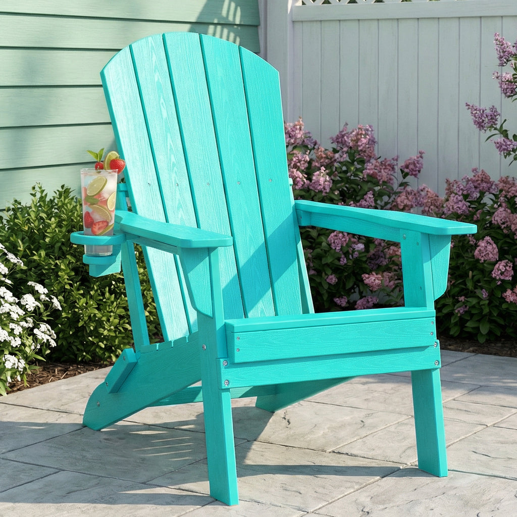 Premium HDPE Adirondack Chair – All-Weather Folding Outdoor Lounge Chair with Ergonomic Comfort