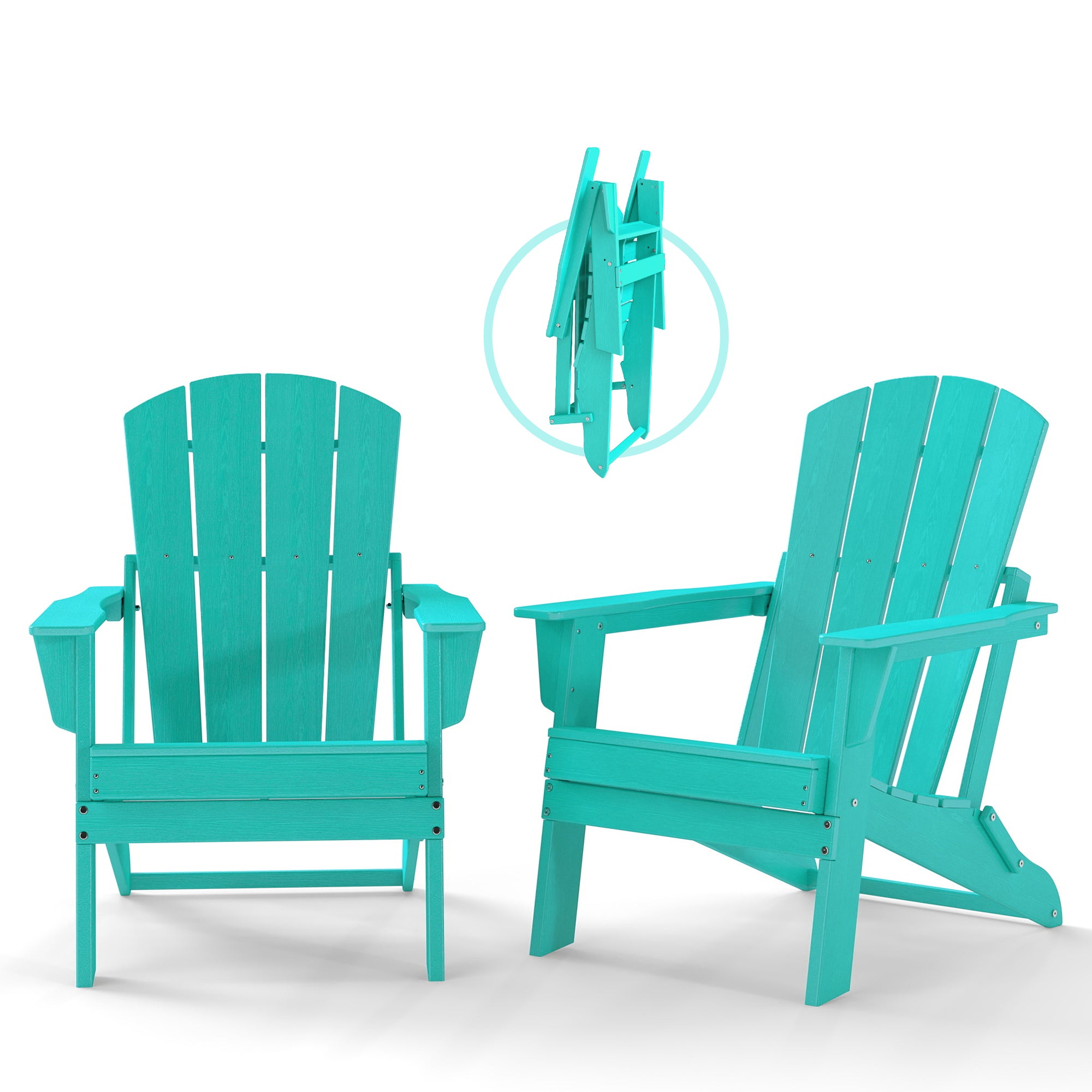 Cobiod Folding Adirondack Chair Set of 2, HDPE Patio Chair, All-Weather Space-Saving Foldable Fire Pit Seating for Camping, Backyard, Deck