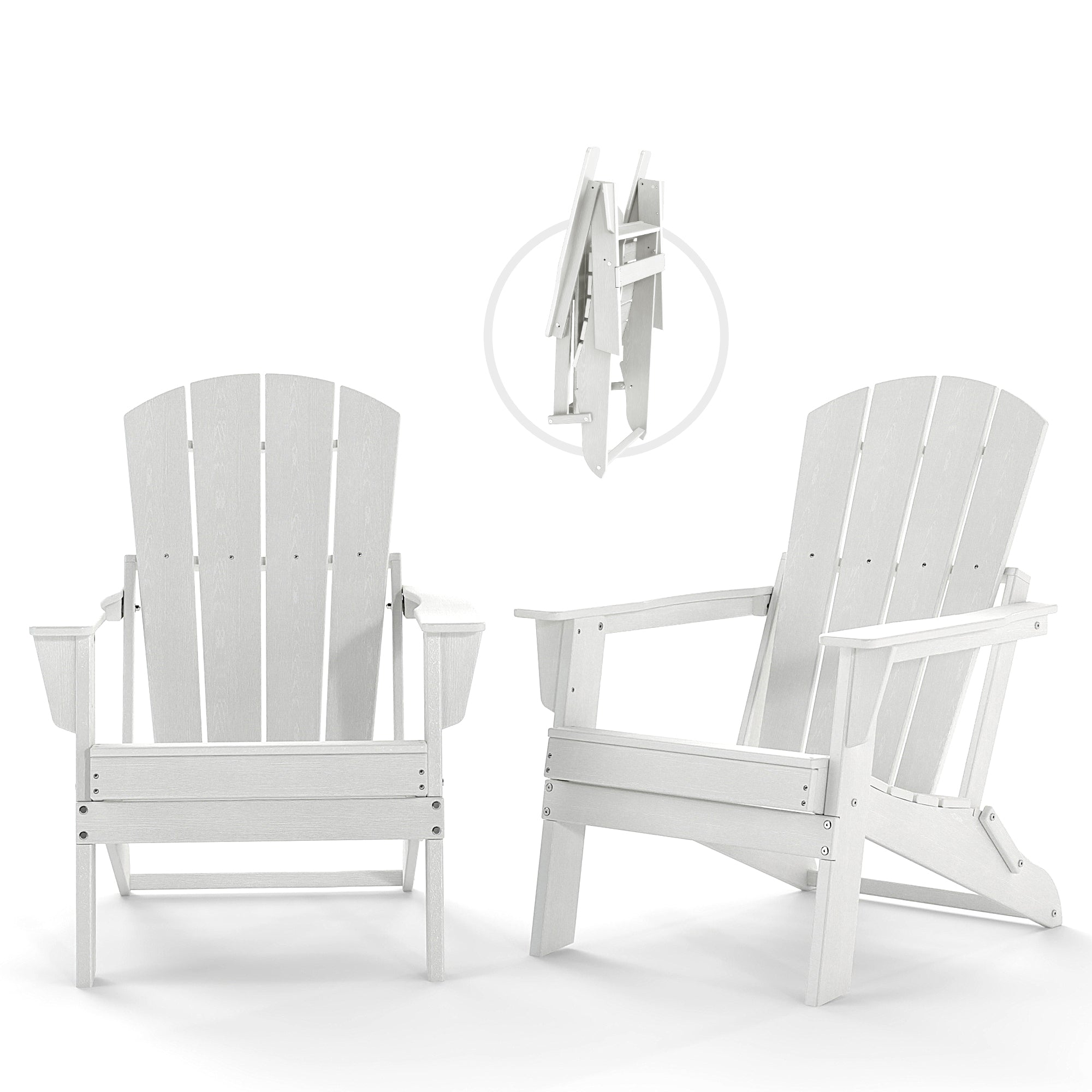 Cobiod Folding Adirondack Chair Set of 2, HDPE Patio Chair, All-Weather Space-Saving Foldable Fire Pit Seating for Camping, Backyard, Deck