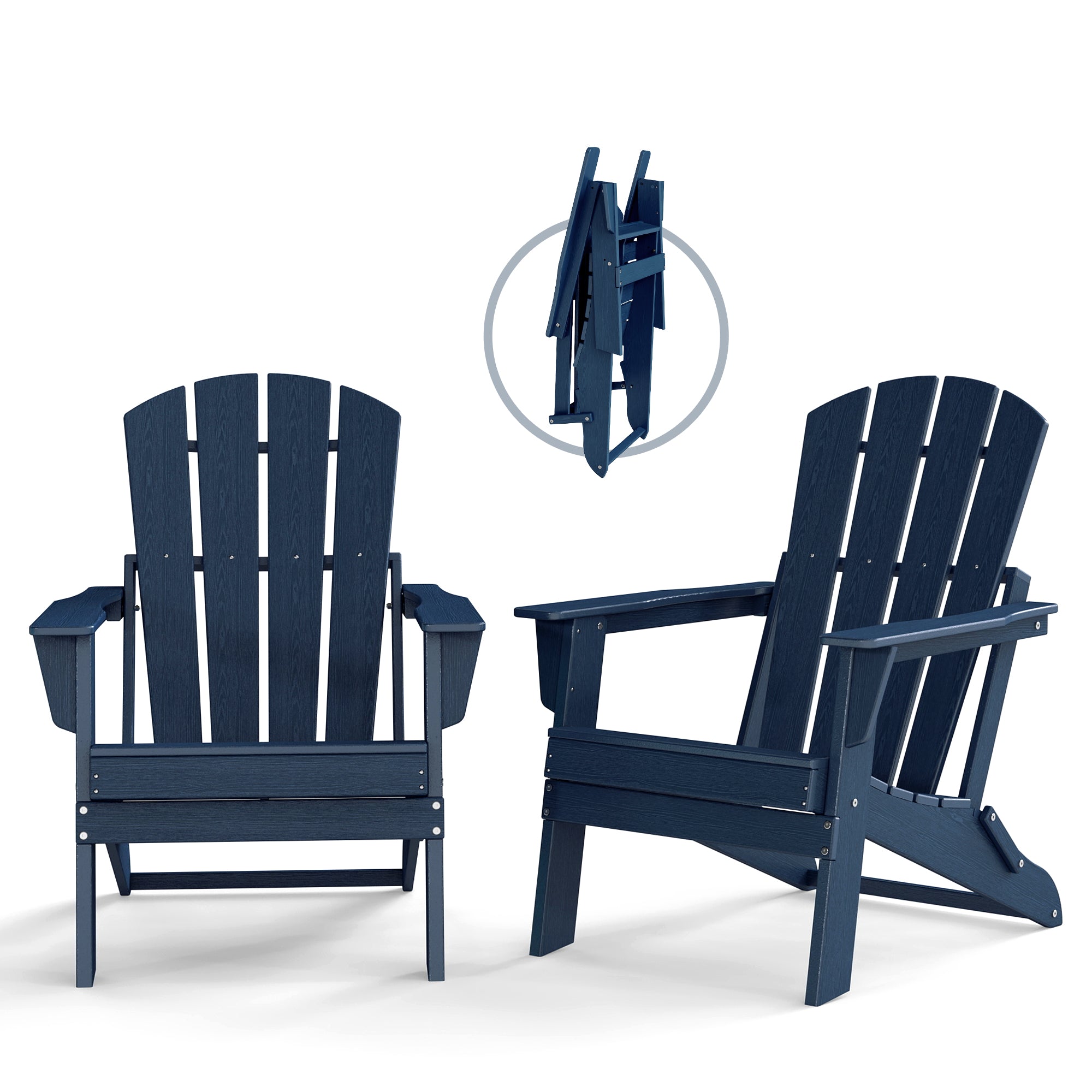 Cobiod Folding Adirondack Chair Set of 2, HDPE Patio Chair, All-Weather Space-Saving Foldable Fire Pit Seating for Camping, Backyard, Deck