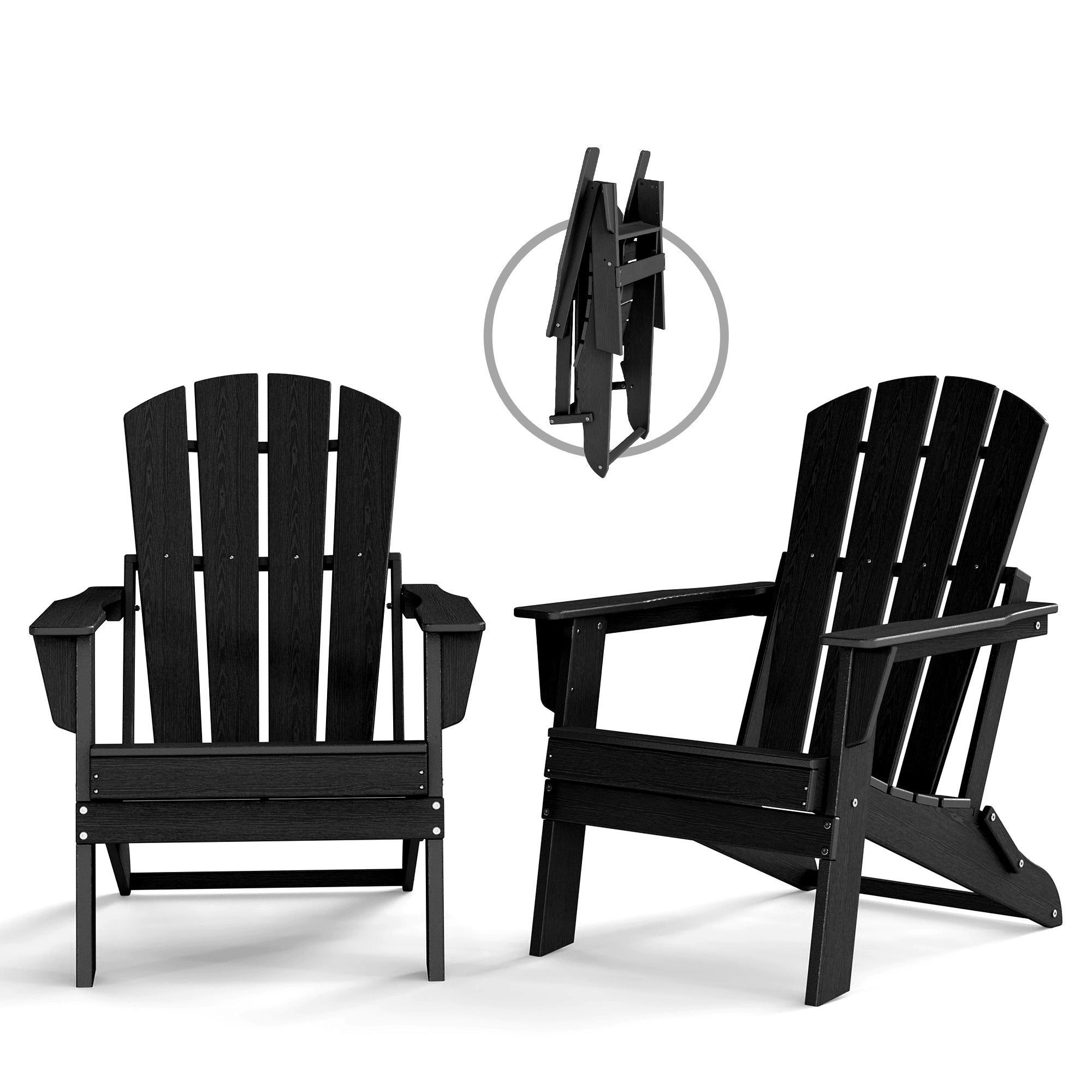 Cobiod Folding Adirondack Chair Set of 2, HDPE Patio Chair, All-Weather Space-Saving Foldable Fire Pit Seating for Camping, Backyard, Deck