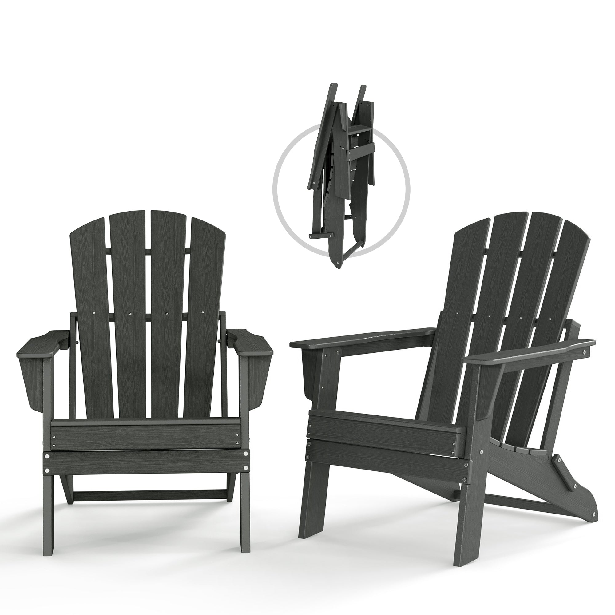 Cobiod Folding Adirondack Chair Set of 2, HDPE Patio Chair, All-Weather Space-Saving Foldable Fire Pit Seating for Camping, Backyard, Deck