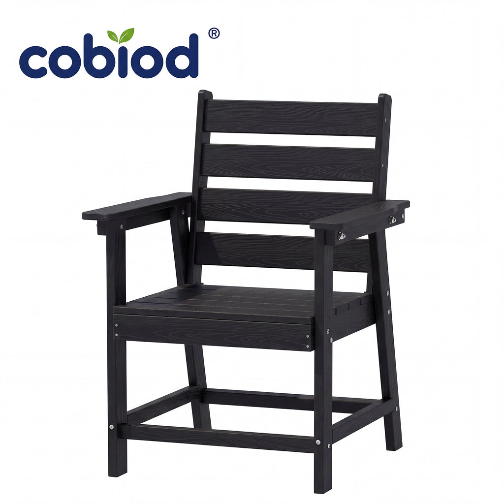 cobiod Patio Dining Set HDPE Wood Grain Table and Chairs Available in 5, 6 or 8 Pieces All Weather for Deck Backyard Porch Garden Poolside