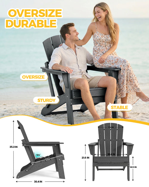 Cobiod Folding Adirondack Chair Set of 2, HDPE Patio Chair, All-Weather Space-Saving Foldable Fire Pit Seating for Camping, Backyard, Deck
