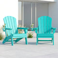 2-Piece Teak Style Adirondack Chair Set – Folding HDPE Outdoor Chairs for Patio, Porch & Backyard