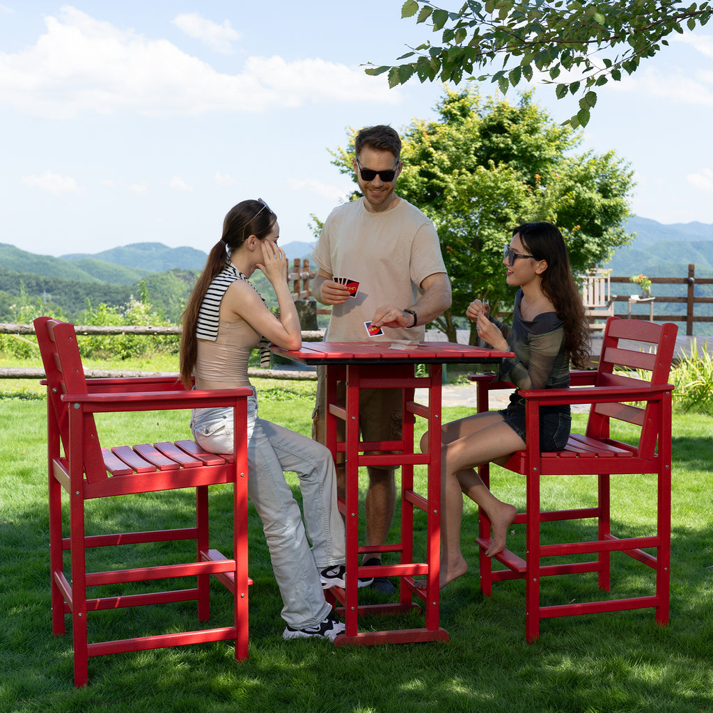 Cobiod Adirondack Bar Set of 2 - Outdoor Patio HDPE Bar Height Chairs, All Weather Black Balcony Backyard High Top Seating
