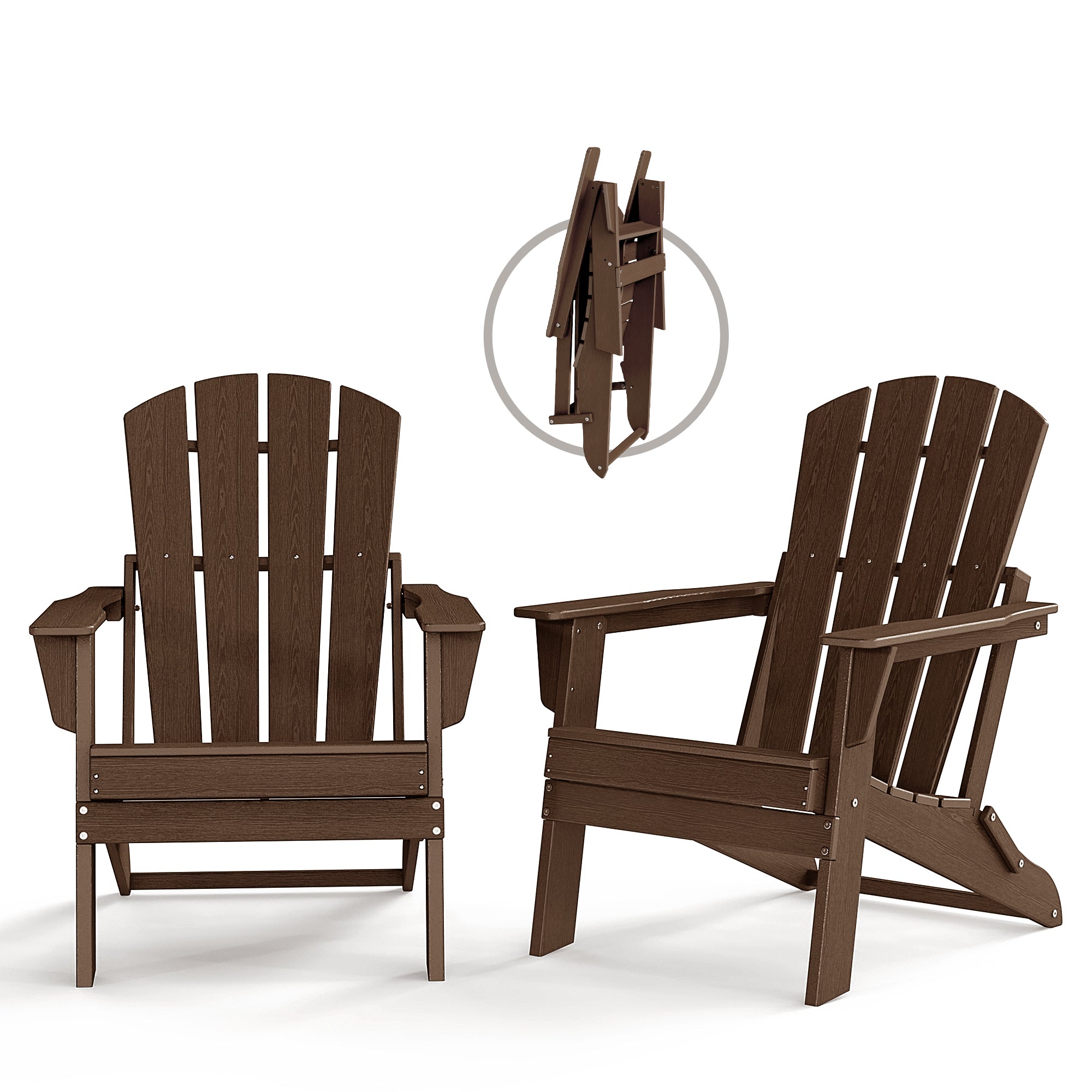 Cobiod Folding Adirondack Chair Set of 2, HDPE Patio Chair, All-Weather Space-Saving Foldable Fire Pit Seating for Camping, Backyard, Deck