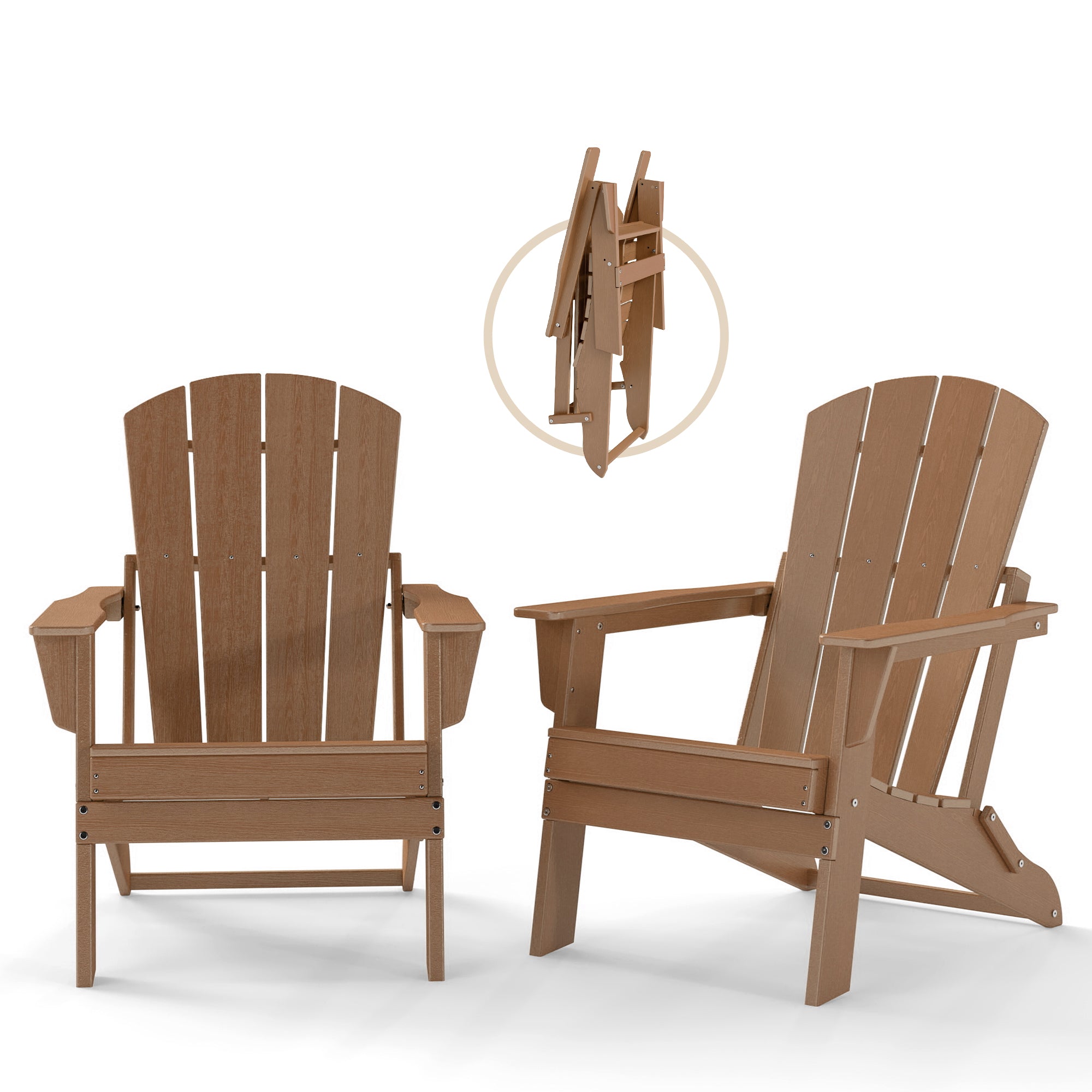 Cobiod Folding Adirondack Chair Set of 2, HDPE Patio Chair, All-Weather Space-Saving Foldable Fire Pit Seating for Camping, Backyard, Deck