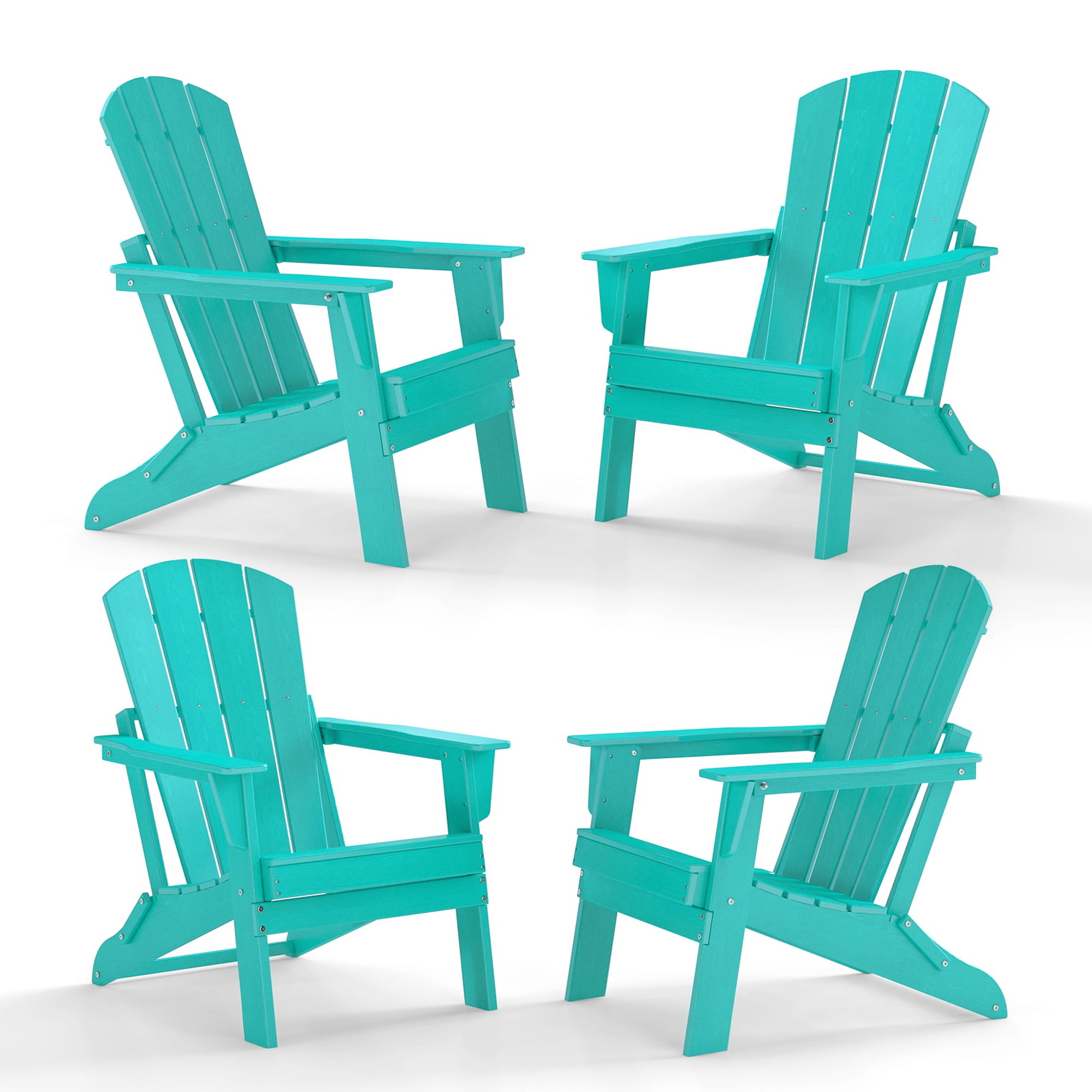 Cobiod Folding Adirondack Chair Set of 4, HDPE Patio Chair, All-Weather Space-Saving Foldable Fire Pit Seating for Camping, Backyard, Deck