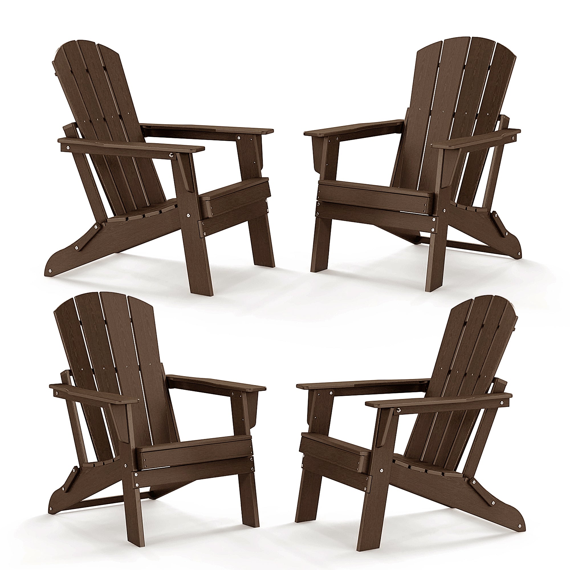 Cobiod Folding Adirondack Chair Set of 4, HDPE Patio Chair, All-Weather Space-Saving Foldable Fire Pit Seating for Camping, Backyard, Deck
