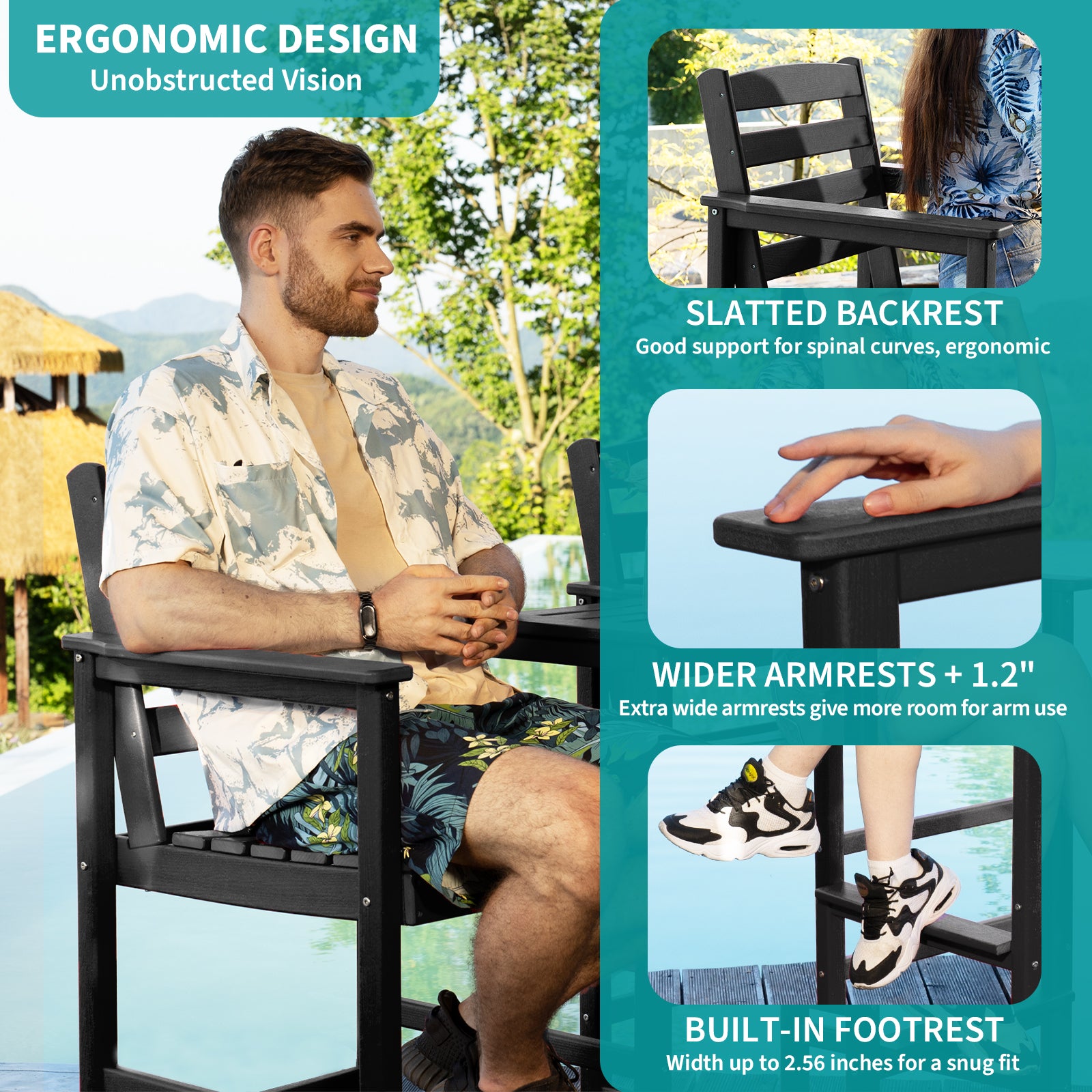 Cobiod HDPE Adirondack Bar Set, Outdoor Patio Bistro Table & Bar-Height Chairs (3-Piece & 5-Piece Options), All-Weather Fade-Resistant Furniture for Balcony, Deck, or Poolside