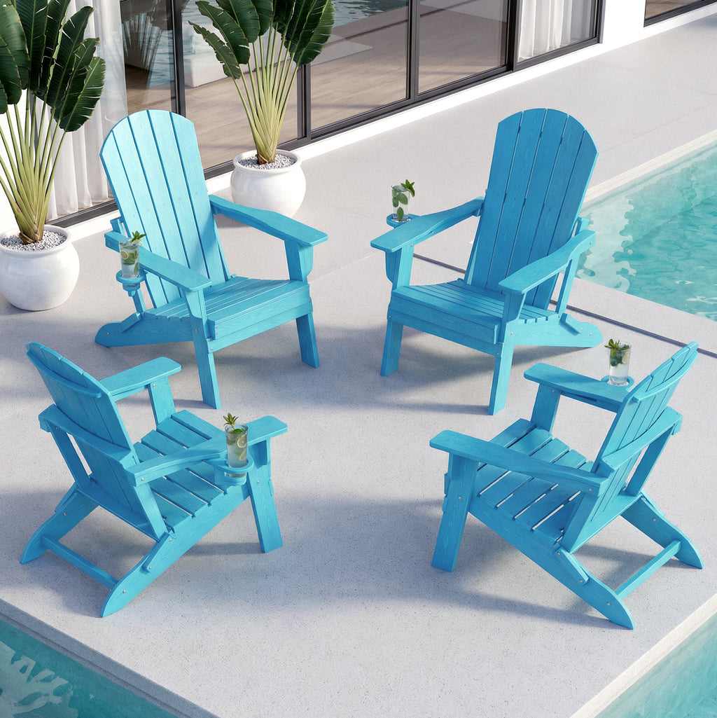 Premium HDPE Adirondack Chair – All-Weather Folding Outdoor Lounge Chair with Ergonomic Comfort