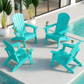 Folding Adirondack Chairs Set of 4 – Premium HDPE Outdoor Seating with Teak Wood Look