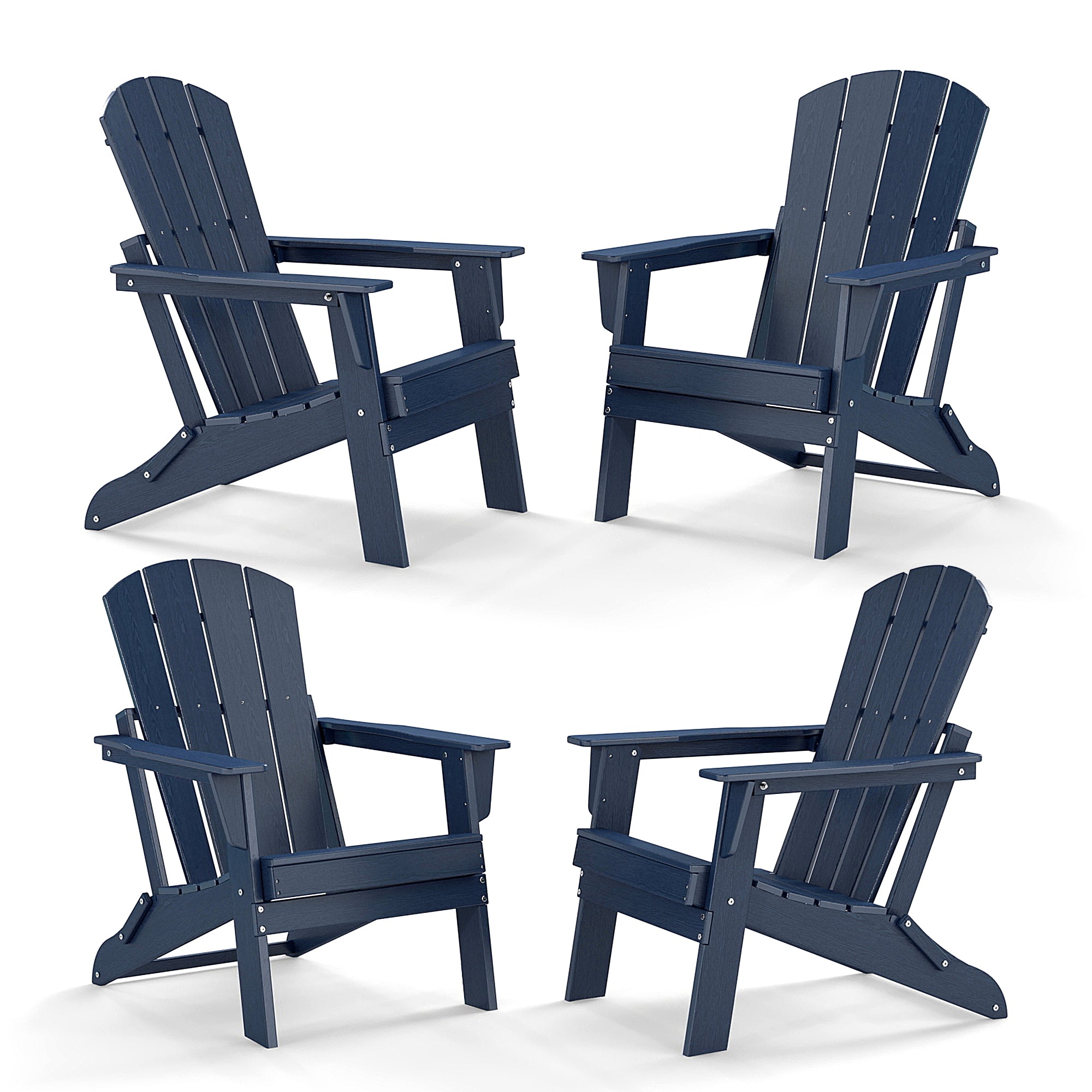 Cobiod Folding Adirondack Chair Set of 4, HDPE Patio Chair, All-Weather Space-Saving Foldable Fire Pit Seating for Camping, Backyard, Deck