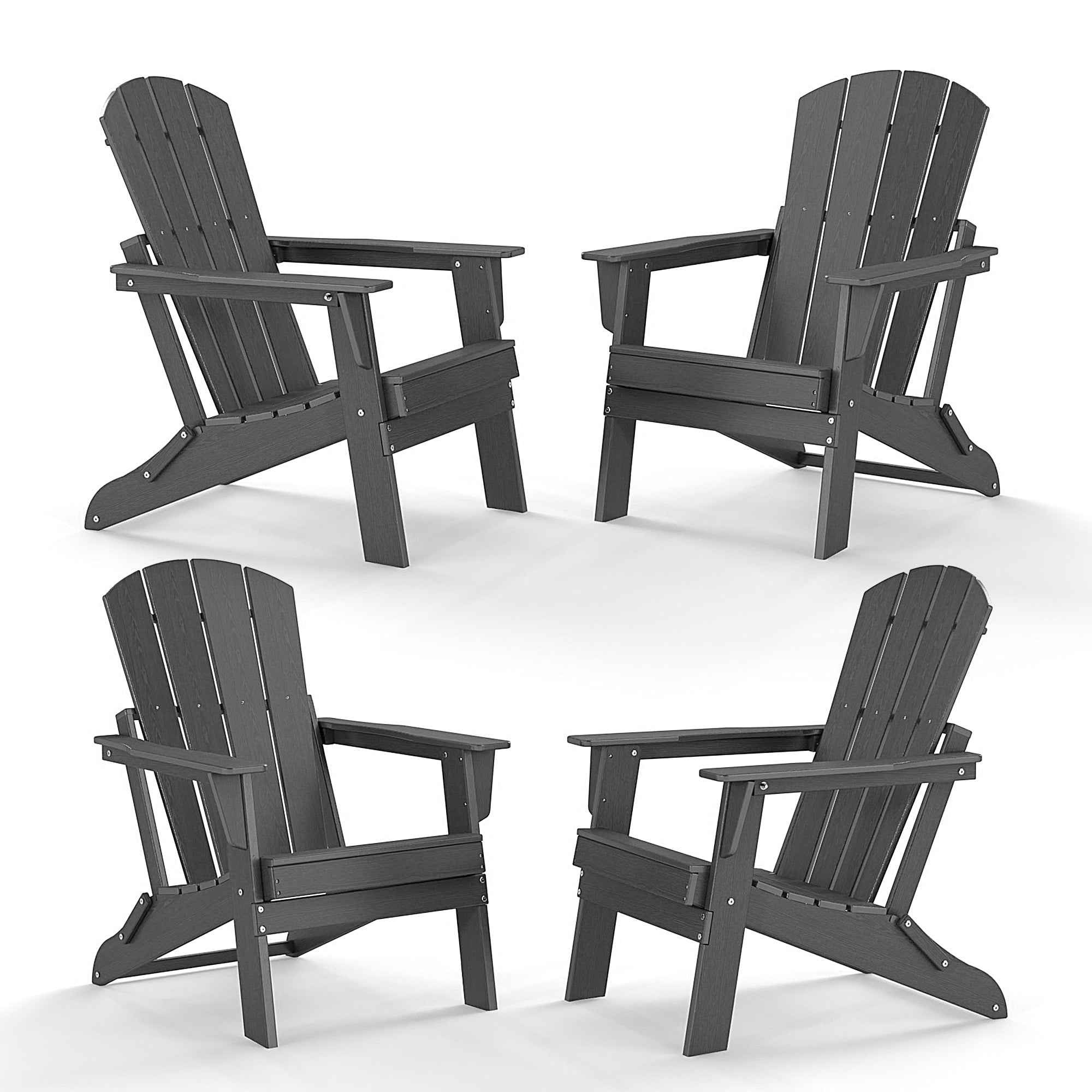 Cobiod Folding Adirondack Chair Set of 4, HDPE Patio Chair, All-Weather Space-Saving Foldable Fire Pit Seating for Camping, Backyard, Deck