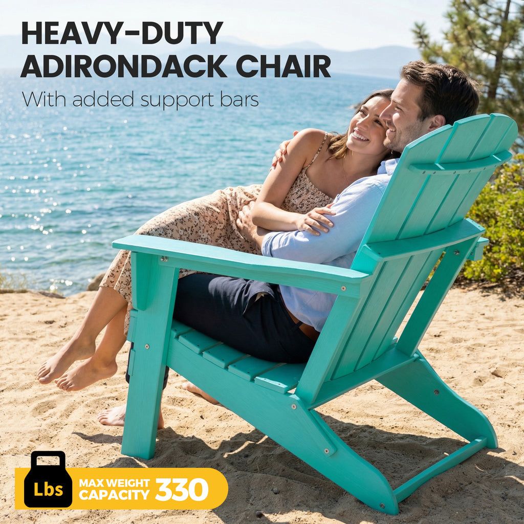 Cobiod Folding Adirondack Chair, HDPE Patio Chair, All-Weather Space-Saving Foldable Fire Pit Seating for Camping, Backyard, Deck