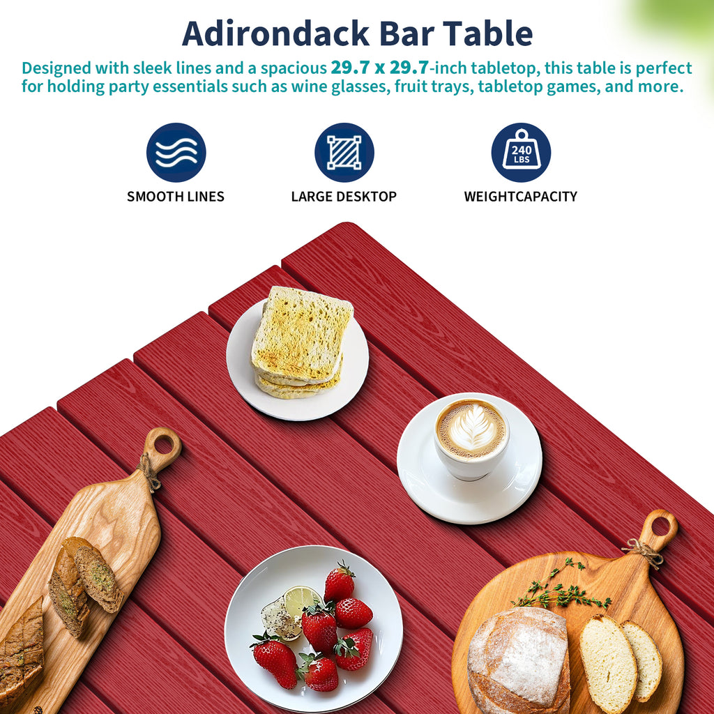Cobiod HDPE Adirondack Bar Set, Outdoor Patio Bistro Table & Bar-Height Chairs (3-Piece & 5-Piece Options), All-Weather Fade-Resistant Furniture for Balcony, Deck, or Poolside