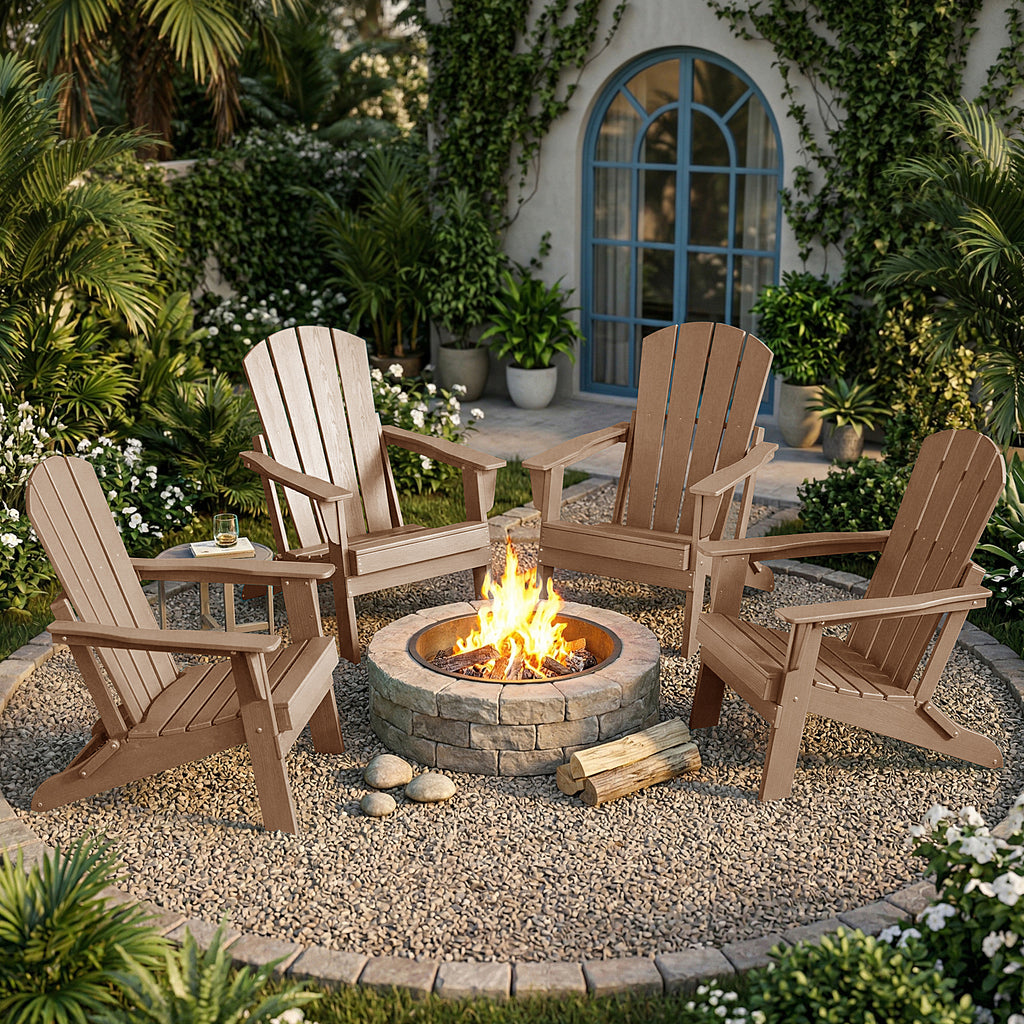 Cobiod Folding Adirondack Chair, HDPE Patio Chair, All-Weather Space-Saving Foldable Fire Pit Seating for Camping, Backyard, Deck