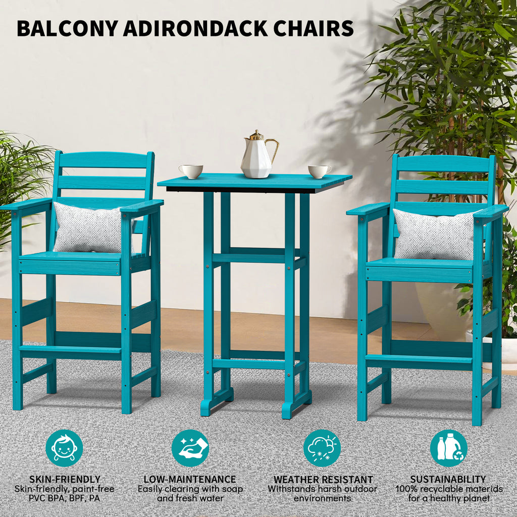 Cobiod HDPE Adirondack Bar Set, Outdoor Patio Bistro Table & Bar-Height Chairs (3-Piece & 5-Piece Options), All-Weather Fade-Resistant Furniture for Balcony, Deck, or Poolside
