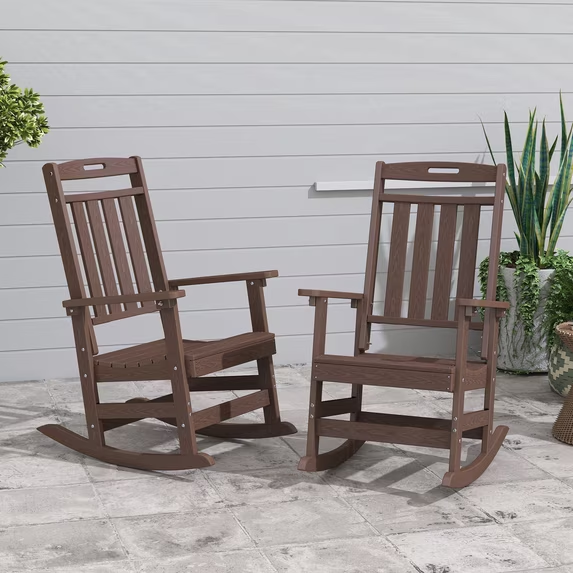 Cobiod Oversized Rocking Chair Set of 2,HDPE All-Weather Outdoor Rocking Chair,Patio Rocking Chairs for Porch