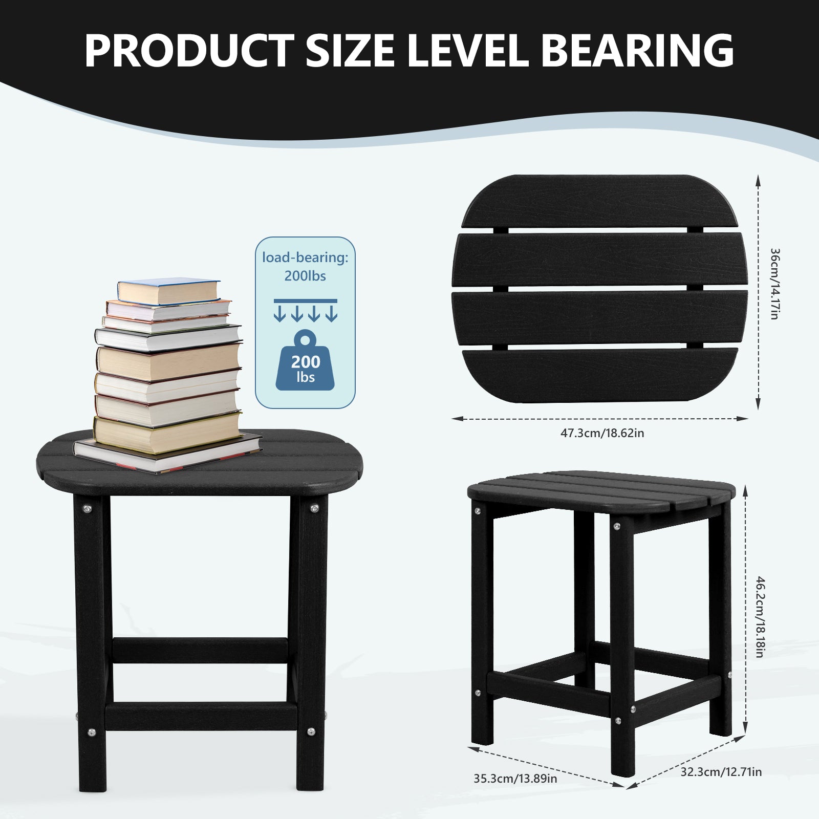 Cobiod Outdoor HDPE End Table 14.1 x 18.6 Inch，All Weather Patio End Table Single Tier for Balcony Garden Pool Fire Pit