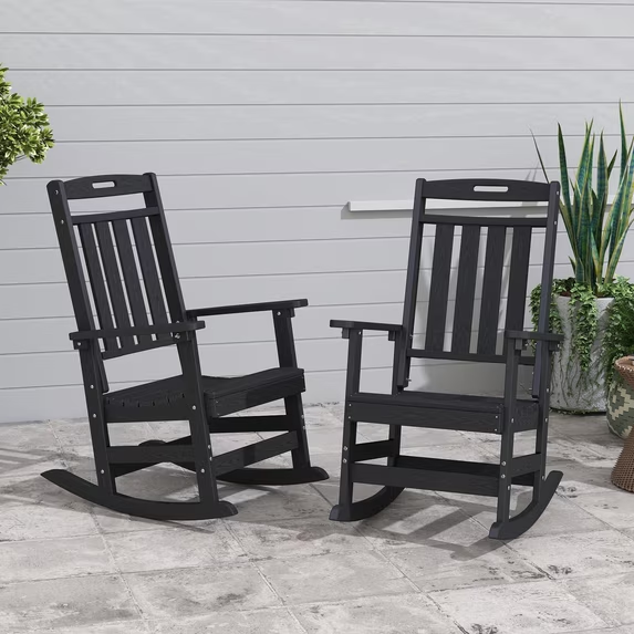 Cobiod Oversized Rocking Chair Set of 2,HDPE All-Weather Outdoor Rocking Chair,Patio Rocking Chairs for Porch
