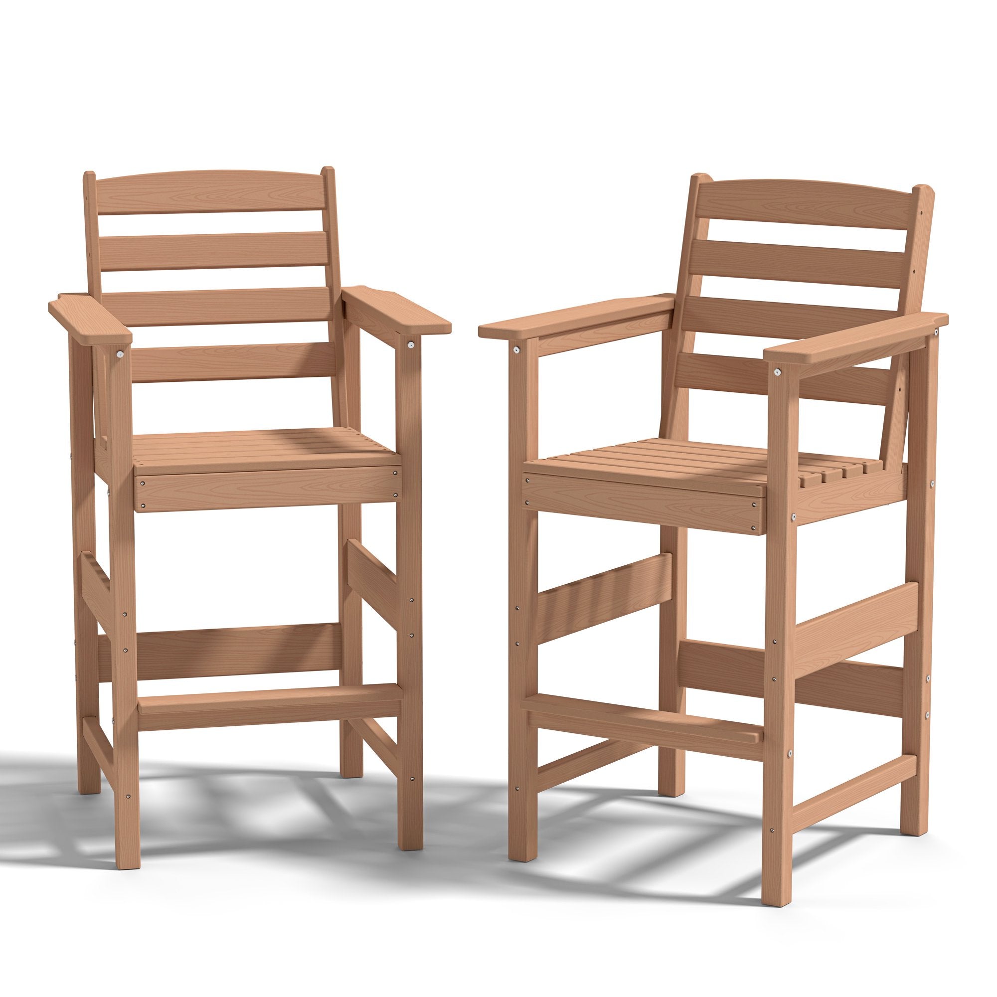 Cobiod Adirondack Bar Set of 2 - Outdoor Patio HDPE Bar Height Chairs, All Weather Black Balcony Backyard High Top Seating