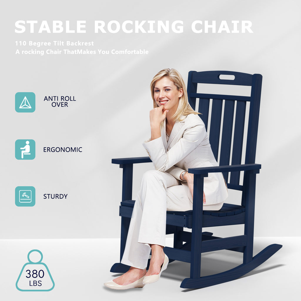 Cobiod Oversized Rocking Chair,HDPE All-Weather Outdoor Rocking Chair,Patio Rocking Chairs for Porch