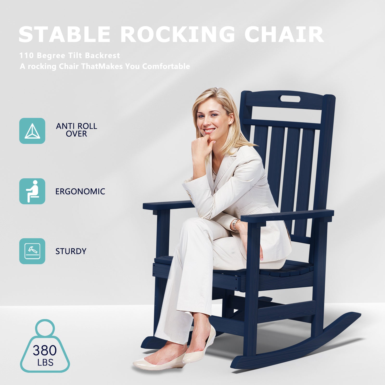 Cobiod Oversized Rocking Chair,HDPE All-Weather Outdoor Rocking Chair,Patio Rocking Chairs for Porch