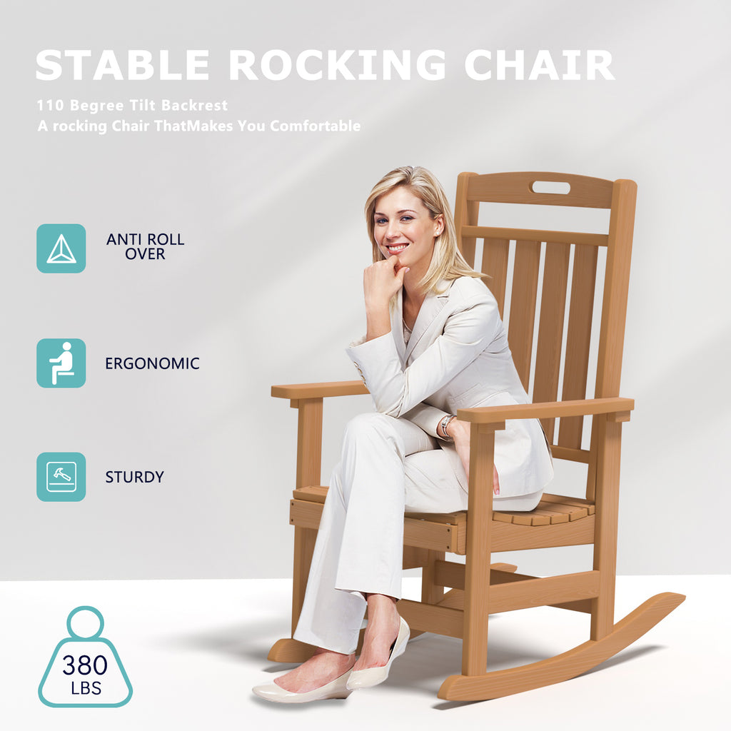 Cobiod Oversized Rocking Chair Set of 2,HDPE All-Weather Outdoor Rocking Chair,Patio Rocking Chairs for Porch