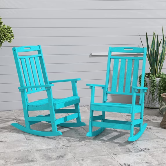 Cobiod Oversized Rocking Chair Set of 2,HDPE All-Weather Outdoor Rocking Chair,Patio Rocking Chairs for Porch