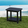 Cobiod 14 x 18.4 Inch Double Tier All Weather Patio End Table HDPE Outdoor End Table for Porch Lawn Poolside Fire Pit Durable Fits Adirondack Chairs