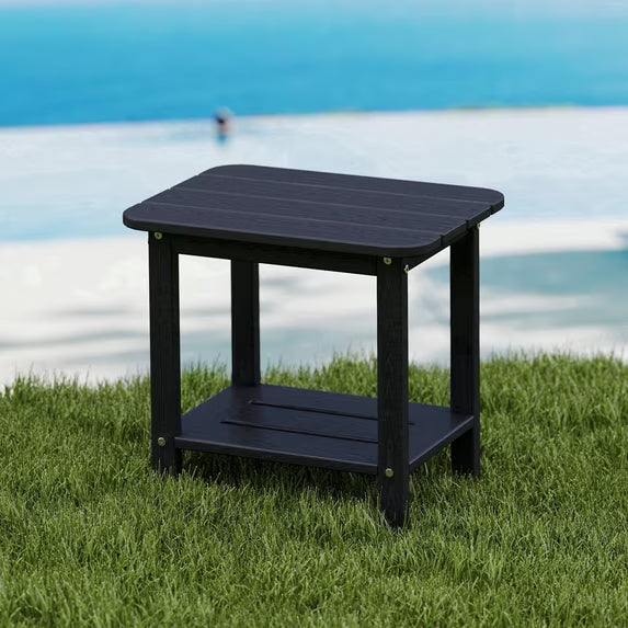 Cobiod 14 x 18.4 Inch Double Tier All Weather Patio End Table HDPE Outdoor End Table for Porch Lawn Poolside Fire Pit Durable Fits Adirondack Chairs