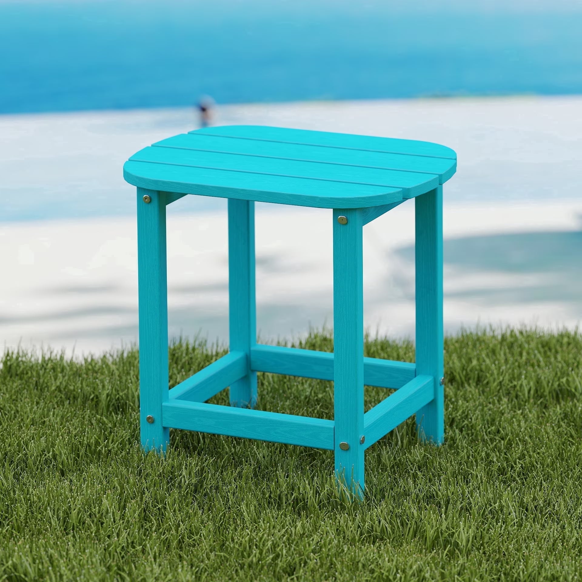 Cobiod Outdoor HDPE End Table 14.1 x 18.6 Inch，All Weather Patio End Table Single Tier for Balcony Garden Pool Fire Pit