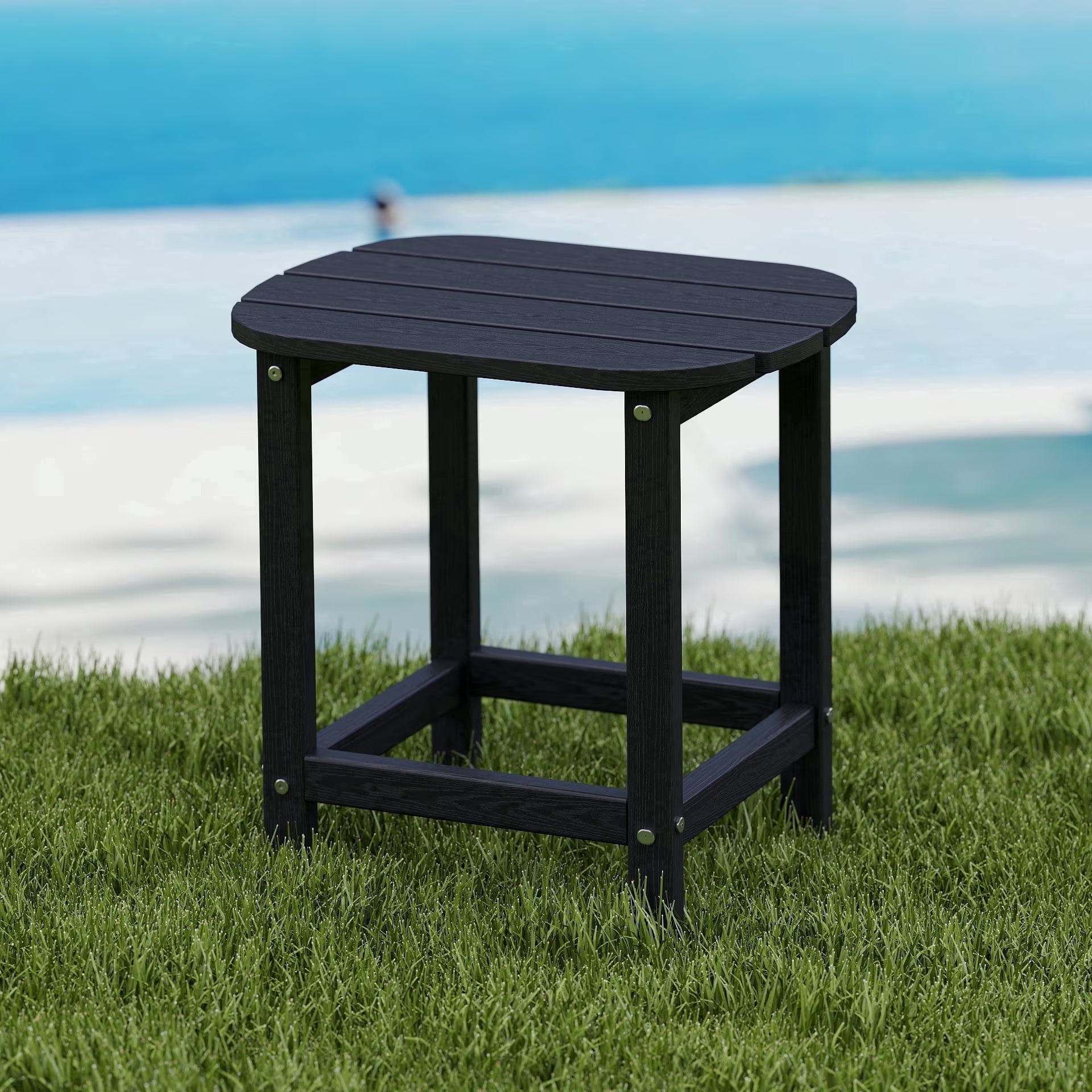 Cobiod Outdoor HDPE End Table 14.1 x 18.6 Inch，All Weather Patio End Table Single Tier for Balcony Garden Pool Fire Pit