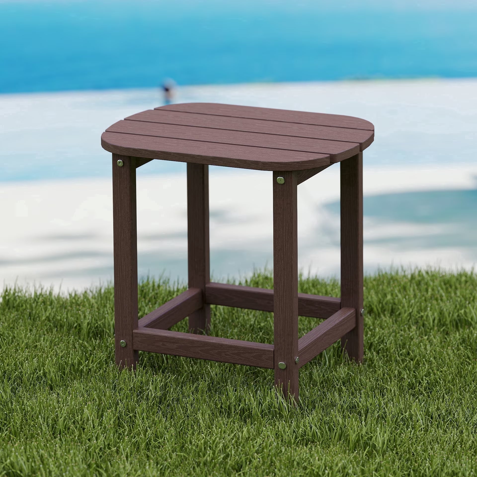 Cobiod Outdoor HDPE End Table 14.1 x 18.6 Inch，All Weather Patio End Table Single Tier for Balcony Garden Pool Fire Pit