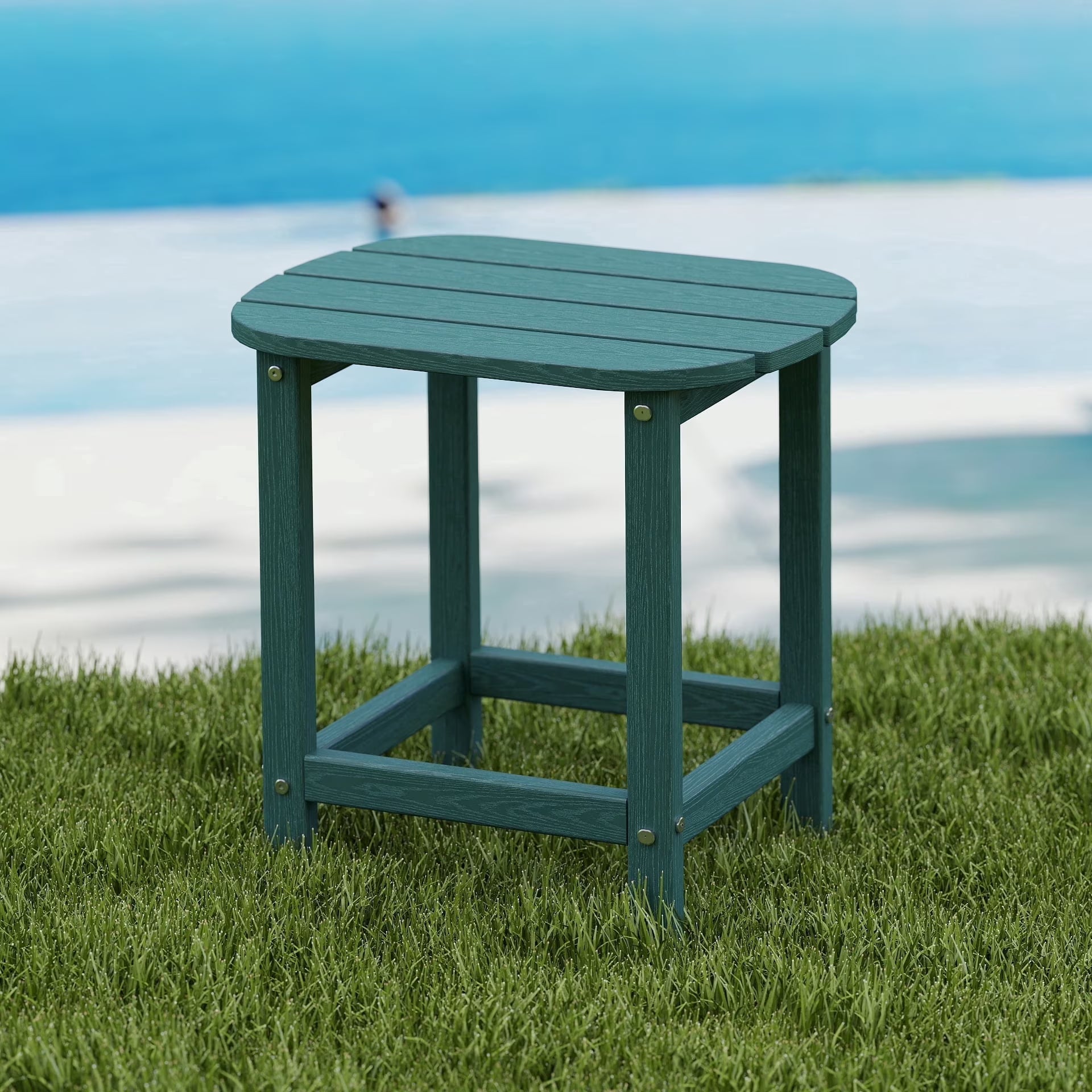 Cobiod Outdoor HDPE End Table 14.1 x 18.6 Inch，All Weather Patio End Table Single Tier for Balcony Garden Pool Fire Pit