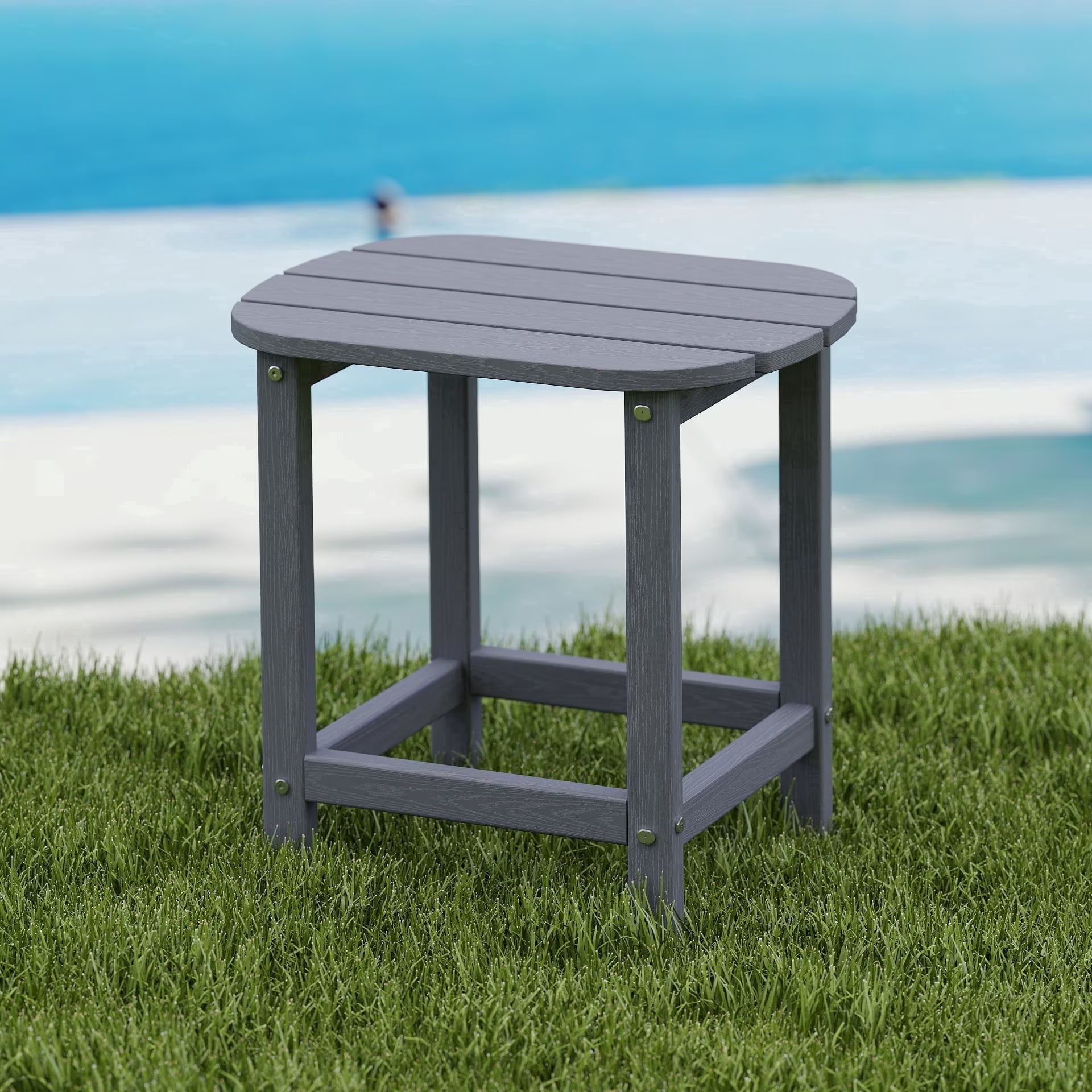 Cobiod Outdoor HDPE End Table 14.1 x 18.6 Inch，All Weather Patio End Table Single Tier for Balcony Garden Pool Fire Pit