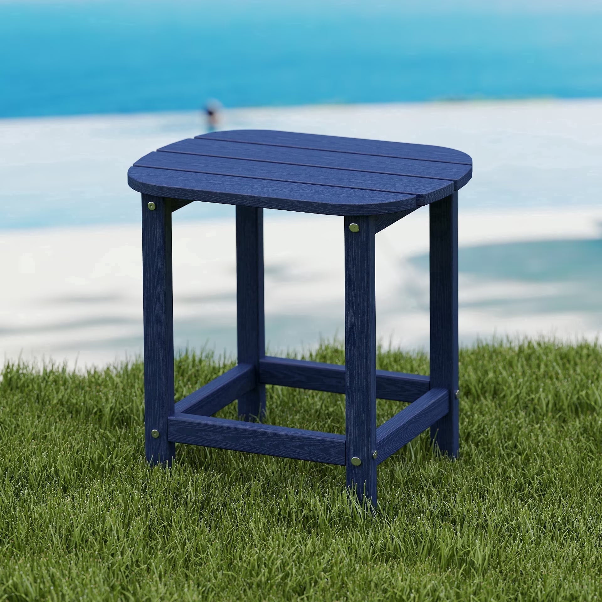 Cobiod Outdoor HDPE End Table 14.1 x 18.6 Inch，All Weather Patio End Table Single Tier for Balcony Garden Pool Fire Pit