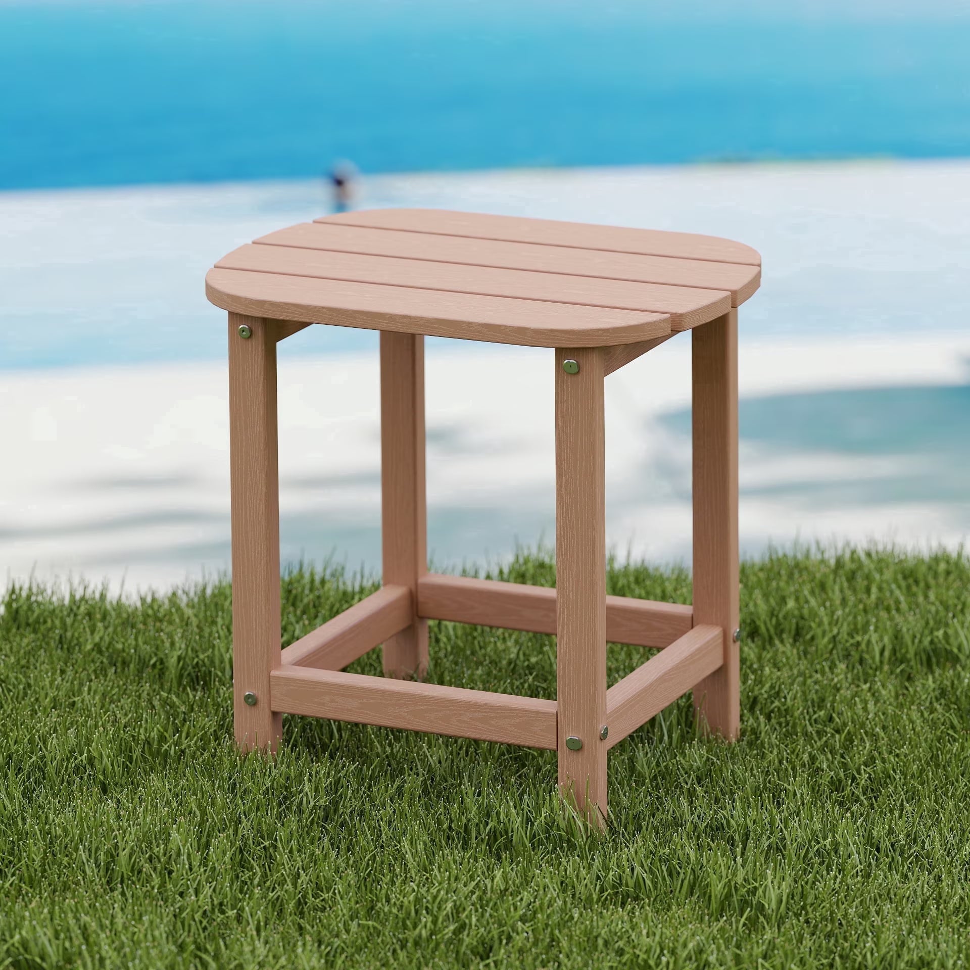 Cobiod Outdoor HDPE End Table 14.1 x 18.6 Inch，All Weather Patio End Table Single Tier for Balcony Garden Pool Fire Pit