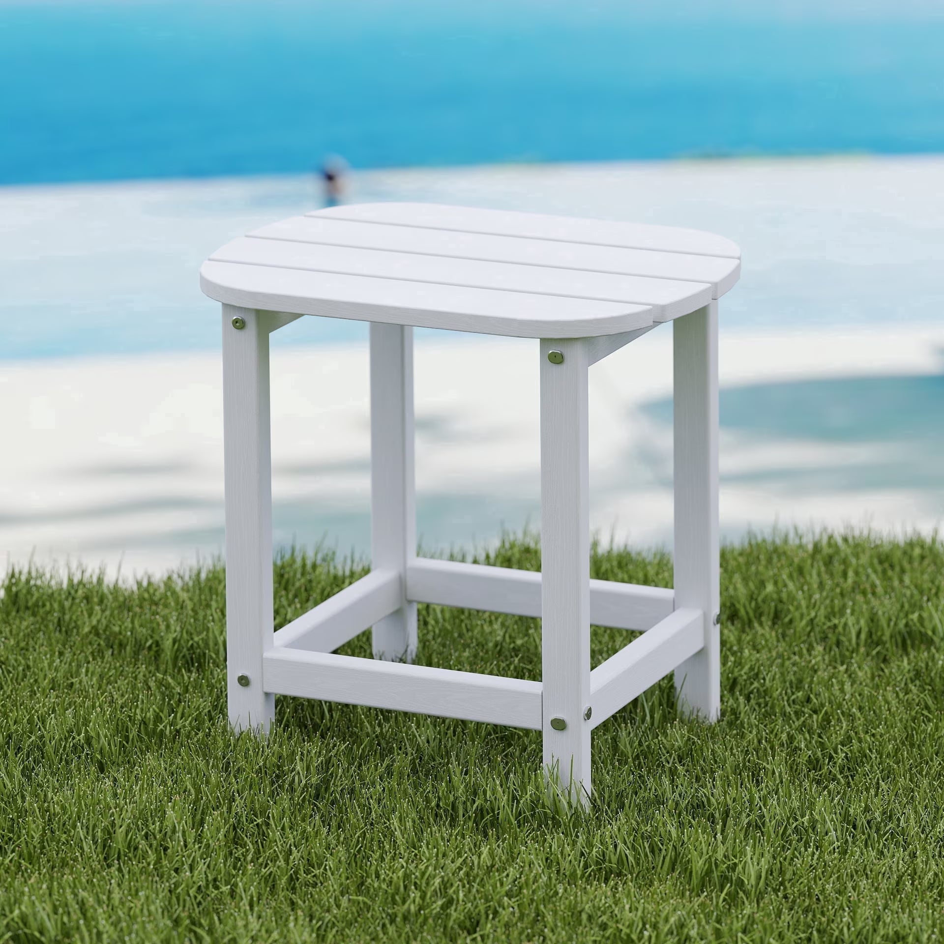 Cobiod Outdoor HDPE End Table 14.1 x 18.6 Inch，All Weather Patio End Table Single Tier for Balcony Garden Pool Fire Pit