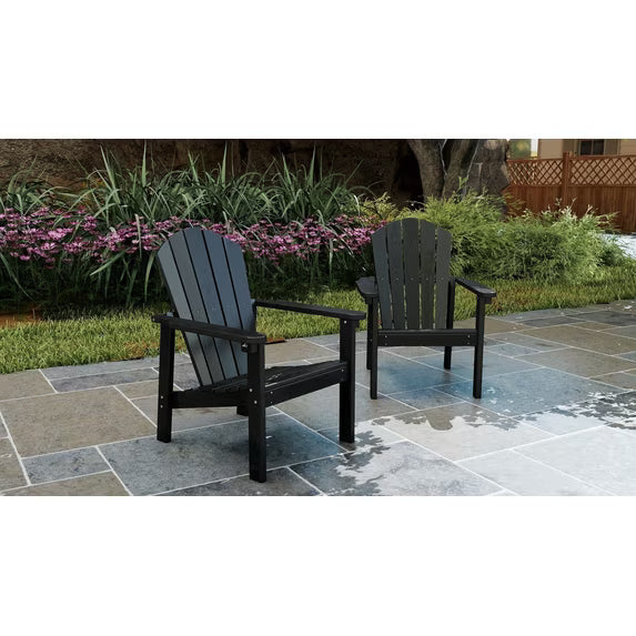 Cobiod Stackable Adirondack Chair Set of 2, HDPE All-Weather Patio Chair, Wood Grain Ergonomic Outdoor Chair for Backyard