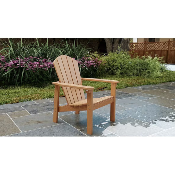 Cobiod Stackable Adirondack Chair, HDPE All-Weather Patio Chair, Wood Grain Ergonomic Outdoor Chair for Backyard