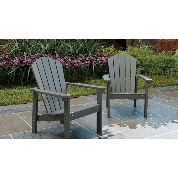 Cobiod Stackable Adirondack Chair Set of 2, HDPE All-Weather Patio Chair, Wood Grain Ergonomic Outdoor Chair for Backyard